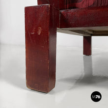画像をギャラリービューアに読み込む, Armchair in wood and red fabric, 1930s