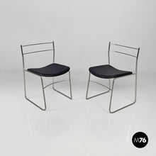 将图片加载到图库查看器,Chairs steel and black leatherette, 1970s