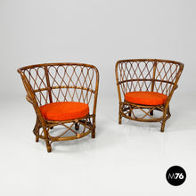 Load image into Gallery viewer, Rattan cockpit armchairs, 1970s