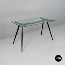 画像をギャラリービューアに読み込む, Coffee table in wood and glass , 1950s