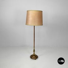 将图片加载到图库查看器,Velvet and brass floor lamp, 1940s