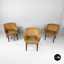 Load image into Gallery viewer, Striped fabric and wood armchairs, 1950s