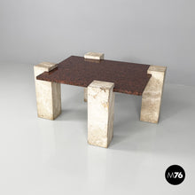 画像をギャラリービューアに読み込む, Red granite and travertine coffee table, 1970s