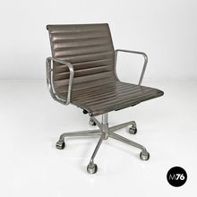 将图片加载到图库查看器,Dark grey leather office chair EA108 by Charles and Ray Eames for ICF, 1970s