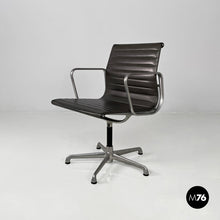 将图片加载到图库查看器,Dark grey leather office chair EA108 by Charles and Ray Eames for ICF, 1970s