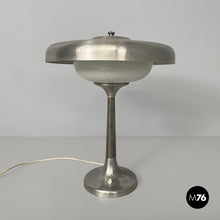 Charger l'image dans la galerie, Table lamp in aluminum and opal glass, 1940s