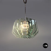 Charger l'image dans la galerie, Metal and glass chandelier by Max Ingrand for Fontana Arte, 1960s