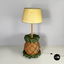 画像をギャラリービューアに読み込む, Pineapple floor lamp in wicker, 1970s