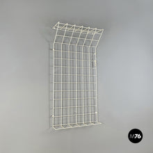 Load image into Gallery viewer, Wall coat hanger with hat stand in white metal rod, 1970s