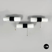 Load image into Gallery viewer, Wall lamps in opaline glass and black Bakelite, 1950s