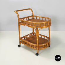 画像をギャラリービューアに読み込む, Double-shelf cart in rattan and bamboo, 1960s