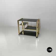 Carica l'immagine nel visualizzatore di Gallery, Brass and smoked glass bar cart, 1970s
