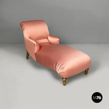 将图片加载到图库查看器,Chaise longue in pink satin and gilded wood, 1800s