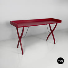 画像をギャラリービューアに読み込む, Console in burgundy wood and metal, 1980s