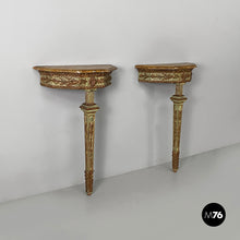 Load image into Gallery viewer, Consoles in green and yellow wood, 1700s