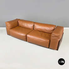 将图片加载到图库查看器,Brown leather sofa by Cappellini, 2000s