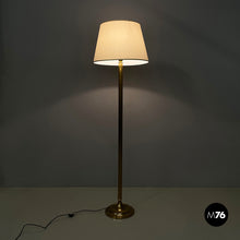 画像をギャラリービューアに読み込む, Floor lamp in withe fabric and brass by Lam Bologna, 1960s