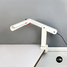 Load image into Gallery viewer, Adjustable white metal table lamp with clamp, 1980s