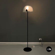 画像をギャラリービューアに読み込む, Floor lamp in glass and black metal, 1980s