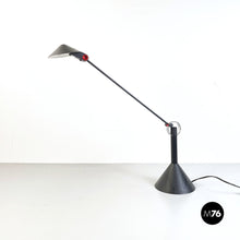 Load image into Gallery viewer, Adjustable black metal table lamp, 1980s