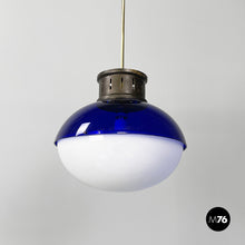 Load image into Gallery viewer, Chandelier in blue and white plexiglass, 1970s