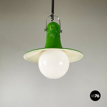 Charger l'image dans la galerie, Chandelier in green metal and plexiglass, 1970s