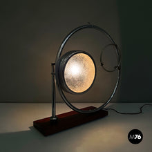 画像をギャラリービューアに読み込む, Table lamp with crafted glass, metal and wood, 1980s