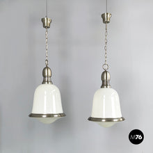 Charger l'image dans la galerie, Chandeliers in opaline glass and metal, 1960s