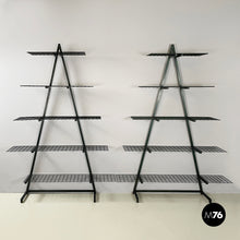 Load image into Gallery viewer, Bookcases in dark green metal, 1980s