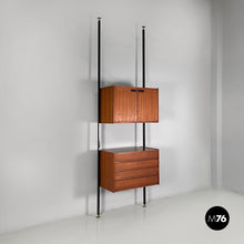 将图片加载到图库查看器,Bookcase in wood, black metal and brass, 1960s