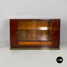 Load image into Gallery viewer, Bar cabinet with lamp in wood, mirror and glass, 1930s
