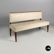 Load image into Gallery viewer, Bench in wood and white leather, 1940s