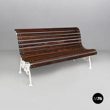 Load image into Gallery viewer, Wooden and white cast iron bench, 1930s