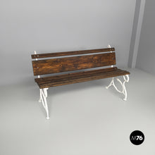 Load image into Gallery viewer, Wooden and white cast iron bench, 1930s