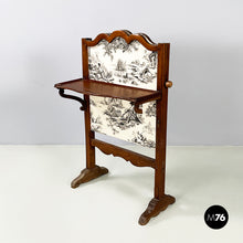 Load image into Gallery viewer, Fire screen in black and white fabric and wood, early 1900s