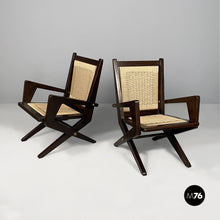 Charger l'image dans la galerie, Wood and straw armchairs, 1940s