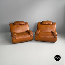将图片加载到图库查看器,Brown leather armchairs, 1970s