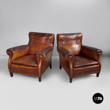 Load image into Gallery viewer, Armchairs in brown leather, 1920s