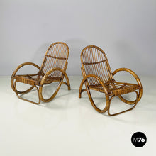 Carica l'immagine nel visualizzatore di Gallery, Armchairs in rattan, 1960s