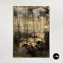Load image into Gallery viewer, Silk tapestry with 5 foxes in bamboo forest, mid 1700s