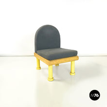将图片加载到图库查看器,Chair in gray velvet, briar wood and yellow metal, 1980s