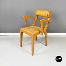 Carica l'immagine nel visualizzatore di Gallery, Yellow fabric and wooden chair by Bros/s, 1980s