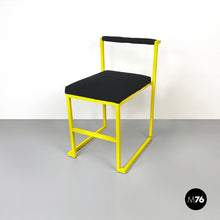 将图片加载到图库查看器,Chair with black fabric and yellow metal, 1980s