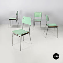 将图片加载到图库查看器,Chairs in aqua green formica and metal, 1960s