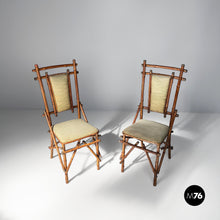 Load image into Gallery viewer, Chairs in fabric and bamboo, 1930s
