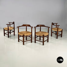 画像をギャラリービューアに読み込む, Tub chairs in straw and wood, 1970s
