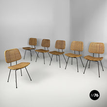 将图片加载到图库查看器,Rattan and black metal chairs, 1960s