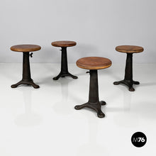 Load image into Gallery viewer, Stools in wood and cast iron, 1930s
