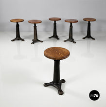 Load image into Gallery viewer, Stools in wood and cast iron, 1930s