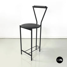 画像をギャラリービューアに読み込む, High stool in black metal and rubber, 1980s